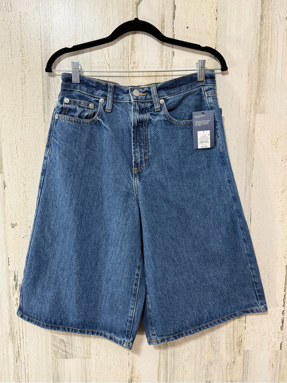Universal Thread High Rise Long Dark Blue Denim Shorts - Picture 14 of 14